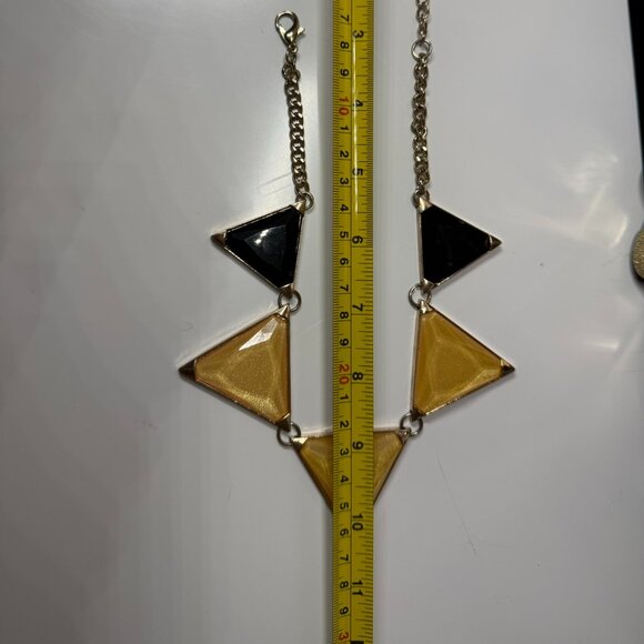 Vintage Signed Mika Geometric Statement Necklace –Boho Chunky Triangular Stones - Picture 5 of 8